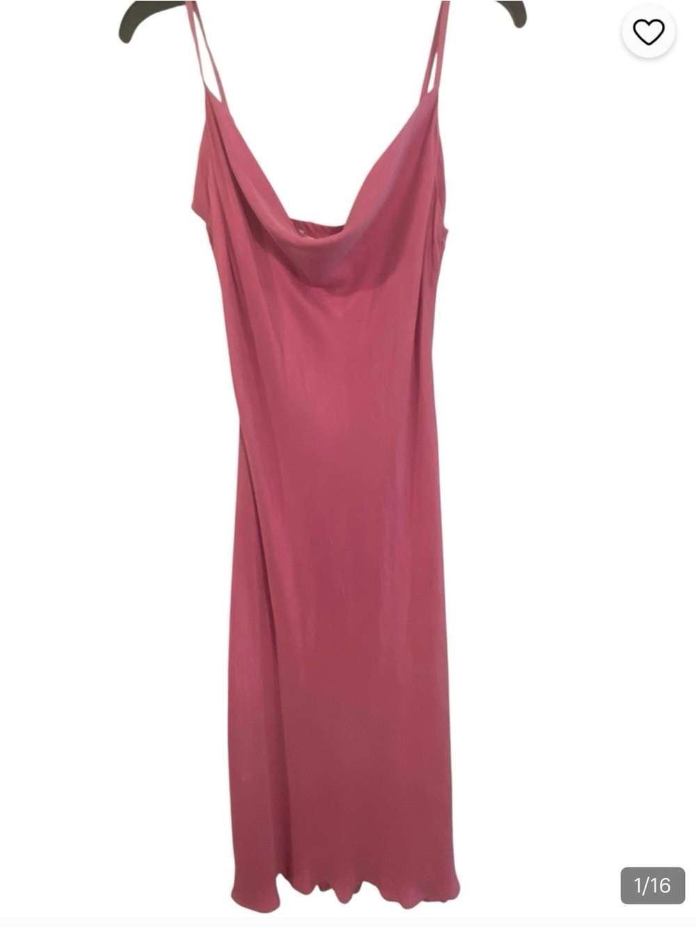 Silky Cowl Neck Midi Slip Dress - Pink